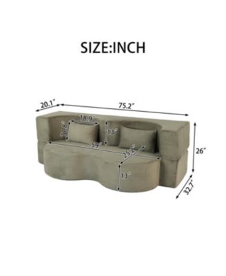 2-in-1 Foldable Sofa Bed, 75 Inch Convertible Sleeper Couch with Memory Foam Mattress