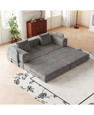 Streamdale Convertible corduroy sofa bed with side storage and cushions