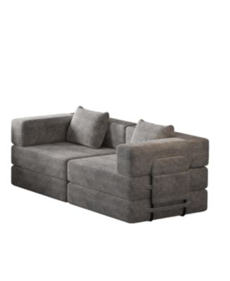 Streamdale Convertible corduroy sofa bed with side storage and cushions