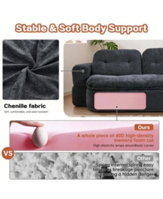 Modern Floor Sofa with 2 Pillows, Convertible Corduroy Sleeper Sofa Bed