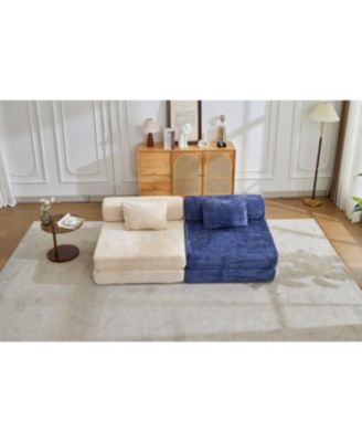 Streamdale Compression Sofa, Convertible Floor Sofa Bed, Single Seater Modular Sectional, Beige
