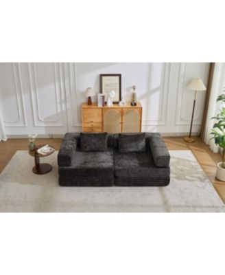 Streamdale Compression Sofa, Convertible Floor Sofa Bed, Loveseats Boneless Modular Sectional, Black