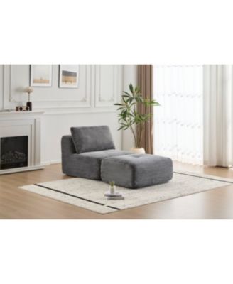 Modern Memory Foam Sofa, Single Chaise, Pet-Friendly Cloud Modular Sectional, Grey