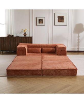 Orange Compression Sofa, Convertible Floor Sofa Bed, Modular Sectional