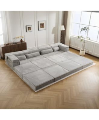 Compression Sofa, Convertible Floor Sofa Bed, Light-grey