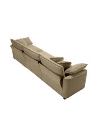 Mid-Century Modern 3-Seater Sectional Sofa with Pillows, Tan Corduroy