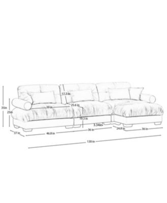 Super Comfort Oversized Modular Velvet Sectional Sofa Couch with Ottoman, Grey