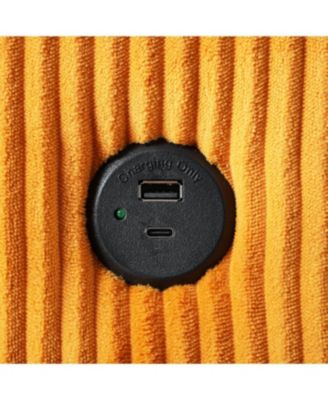 Oversized Corduroy Chaise Lounge with Storage Ottoman, Cup Holders & USB