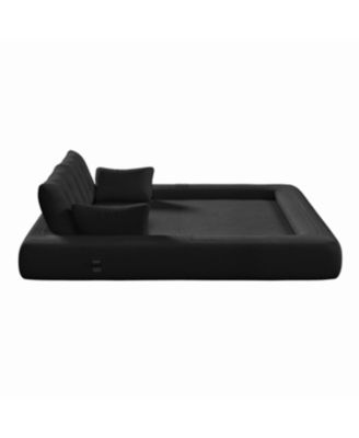 Streamdale Human Dog Bed, Lazy Sofa Couch, 78.7" Foldable Sofa Bed, 3-in-1 Teddy Fabric Foam Sleeper Sofa Bed, Black