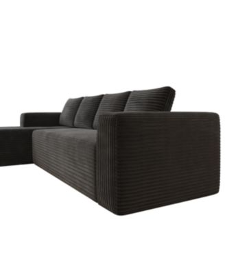 Cloud Sectional Couch, L-Shape Chaise, Modern Modular Sofa, Black (Plush Corduroy