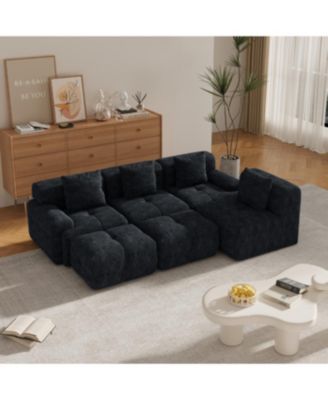 135.4" 6-Piece U-Shaped Sleeper Modular Sectional Sofa Bed Chaise Oversized 4-Seater Couch
