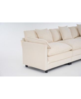 Modern L-Shaped Cloud Couch with Ottoman, 4-Seat Chenille Sectional Sofa