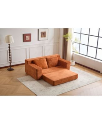 Streamdale Loveseat Sofa, Comfortable Deep Seat Sofa Bed, Modern Small Corduroy Couch, Orange