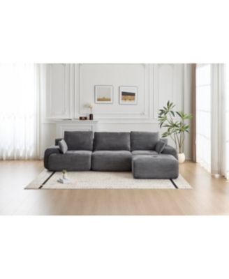 Streamdale Modern Memory Foam Compressed Sofa, Large Sectional Couch, Pet-Friendly, Corduroy, Grey