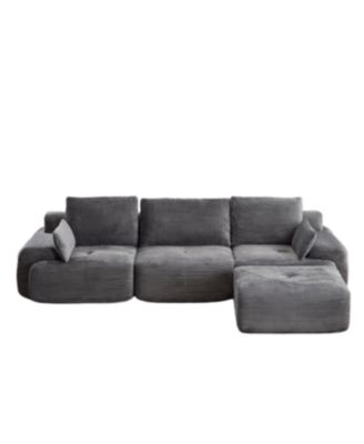 Streamdale Modern Memory Foam Compressed Sofa, Large Sectional Couch, Pet-Friendly, Corduroy, Grey