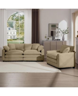 Streamdale Modern Living Room Sofa Two-Piece Set, Tan Corduroy