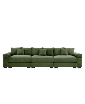 130" Oversized Cloud Modular Sectional Couch, Premium Corduroy 3-Seater Sofa, Green
