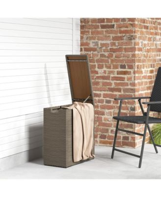 17 Gallon Wicker Deck Box, Small Outdoor Storage Box