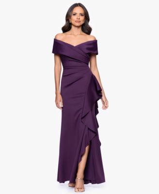 Petite Off-The-Shoulder Ruffle Detail Gown