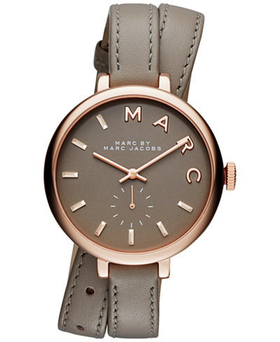Marc Jacobs Women's Sally Taupe Double Wrap Leather Strap Watch 36mm MBM8661