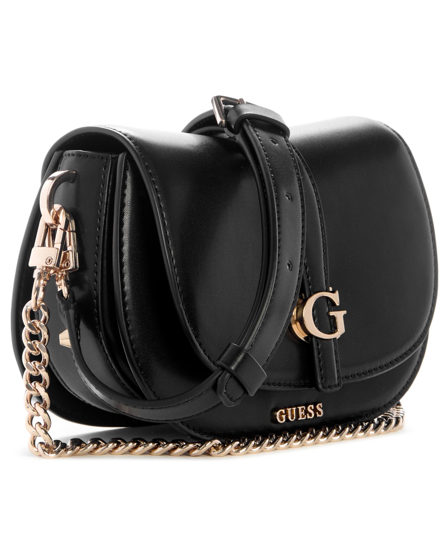 Женская сумка GUESS Carrie Flap Magnetic Mini Crossbody Handbag, цвет: Чёрный — фото 3