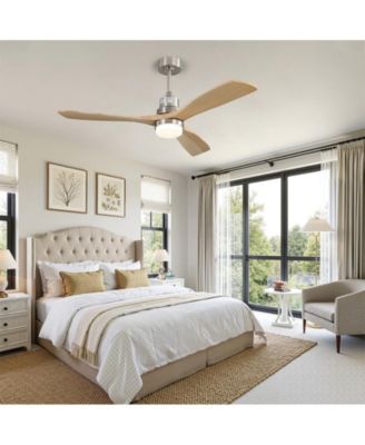 52-inch Modern Sand Nickel 3-Blade Light Ceiling Fan with Remote Control and Supporting Mobile Device Connection