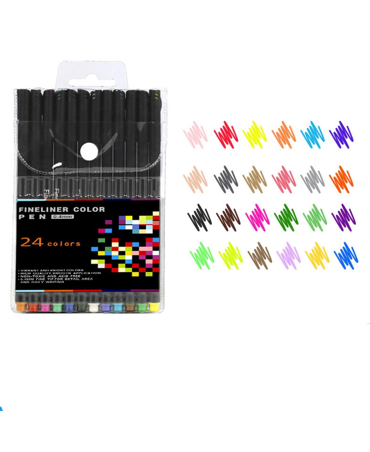 Htutwoo 24 Pcs Colouring Pens, Fineliner Pens for Painting, Sketching, Doodling, Drafting and Art Projects