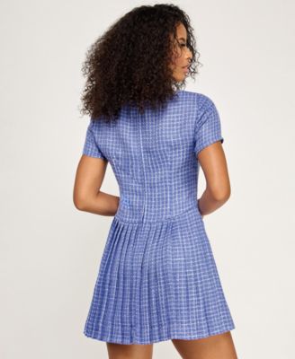 Juniors' Square Neck Pleated Dress