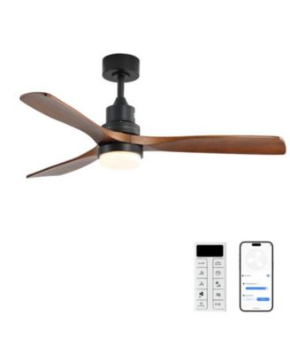 52-Inch Modern Black 3-Blade Ceiling Fan with Light, Remote Control & Mobile Device Connectivity