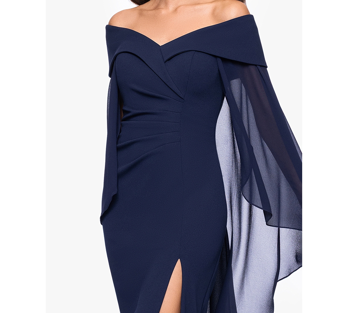 Xscape Petite Off-The-Shoulder Cape Dress