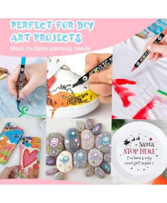 72 Colors Dual Brush Tip & Two Colors Acrylic Paint Pens, Fabric Markers, Waterproof, Quick Dry for Metal, Canvas, Ceramic and DIY Crafts