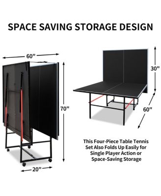 Rbied Foldable 9ft Table Tennis Set with Net, Paddles & Balls – Portable Ping Pong Table