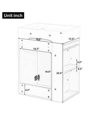 Bathroom Vanity with Ceramic Sink Diamond Pattern Door and Gold Handle