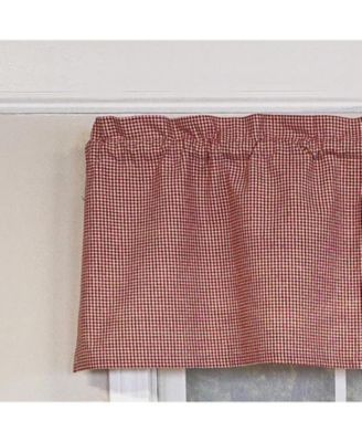 100% Cotton High Quality Minicheck Tailored Window Valance with 1.5" Rod Pocket 50" W X 12" L Red