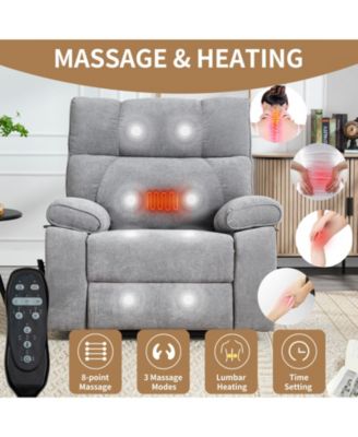 Heat Massage Dual Motor Infinite Position Up to 350 LBS Large Electric Power Lift Recliners with Hidden Cup Holders, Power-Remote