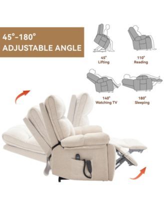 Heat Massage Dual Motor Infinite Position Up to 350 LBS Large Electric Power Lift Recliners with Hidden Cup Holders, Power-Remote