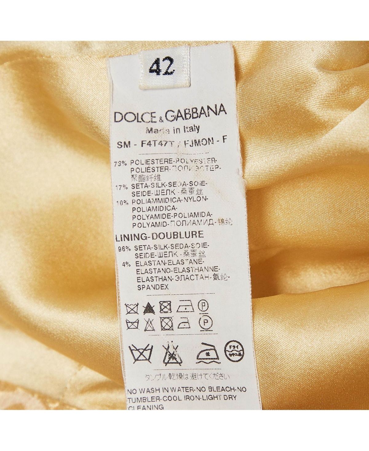 Pre-Owned Dolce & Gabbana Women's Yellow Textured Jacquard Pencil Skirt