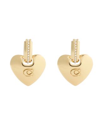 Faux Cultivated Pearl Signature Puffy Heart Charm Drop Earrings