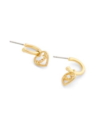 Gold Signature Heart Charm Huggie Earrings