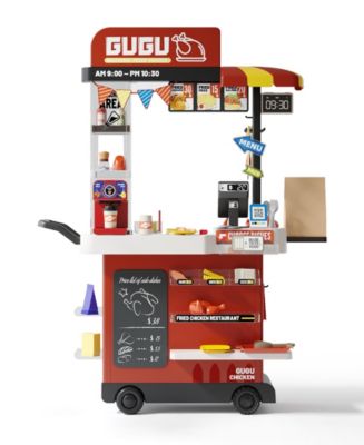 82-Piece Kids Play Kitchen Set Fried Chicken Shop with Steam, Water Circulation Sink, and Color-Changing Food for Ages 3+