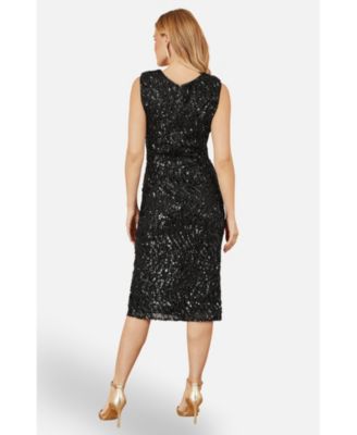 Women's Sequin Fitted Wrap Dress With Split Hem