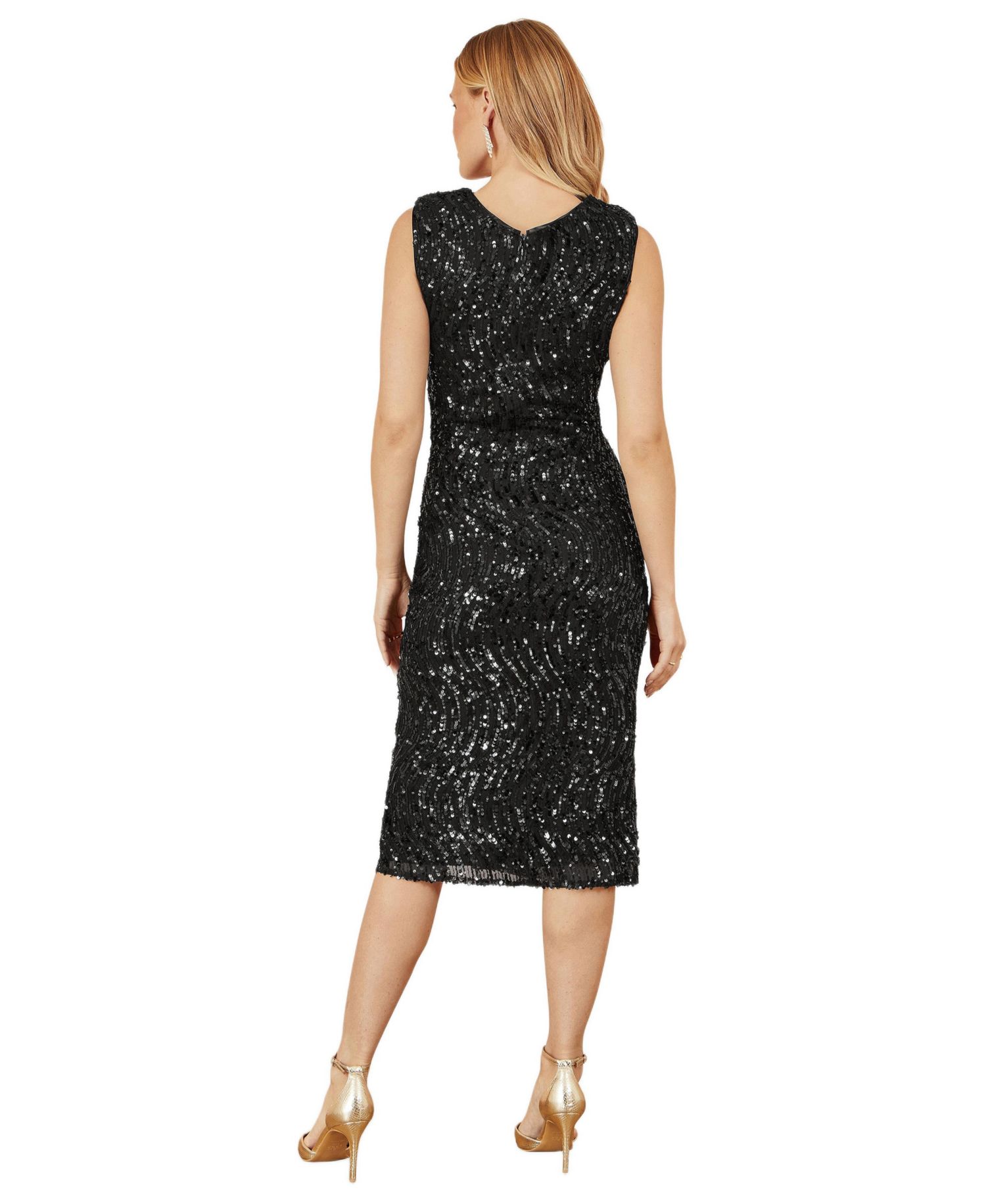 Women's Sequin Fitted Wrap Dress With Split Hem