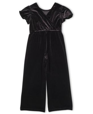 Big Girls Black Velvet Jumpsuit
