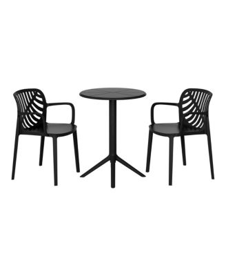 3-Piece Outdoor Resin Patio Bistro Table Set with Stackable Patio Dining Side Chairs For 2