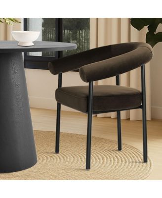 3-Piece Modern Dining Set, 35'' Round Pedestal Table with Velvet Upholstered Armchairs, Small Kitchen or Apartment Set