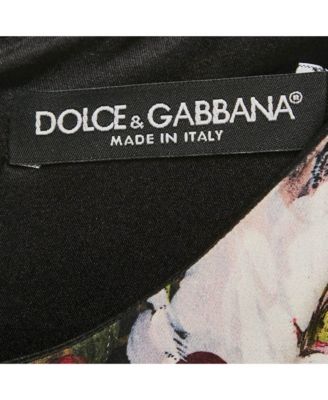 Women's Black Floral Print Silk Lace Trim Midi Dress