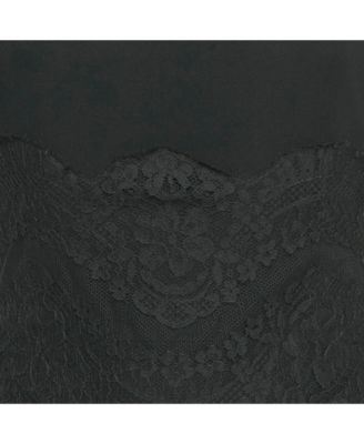 Women's Black Crepe Lace Detail Mini Dress