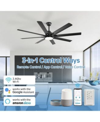 52-inch Modern Exquisite Black 8-Blade Ceiling Fans with Adjustable Led Lights and Intelligent Remote Control