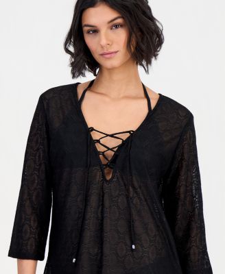 Women's Lace-Up Tunic Cover-Up