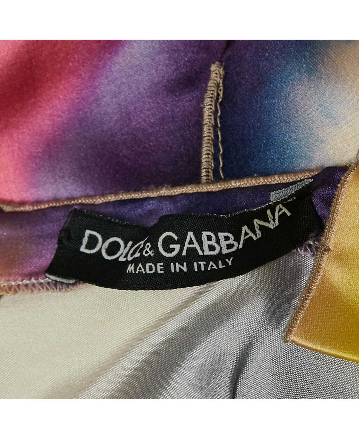 Women's Pre-Owned Dolce and Gabbana Multicolor Tie-Dye Print Satin Sheath Dress